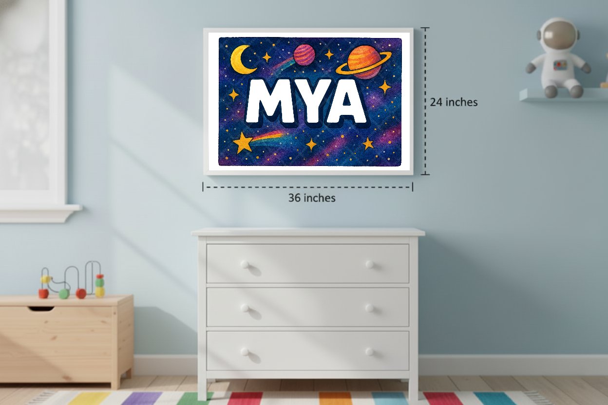 Personalized space name art for Mya
