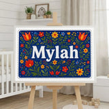 Mylah Name Art - Floral Farmhouse personalized wall print for kids