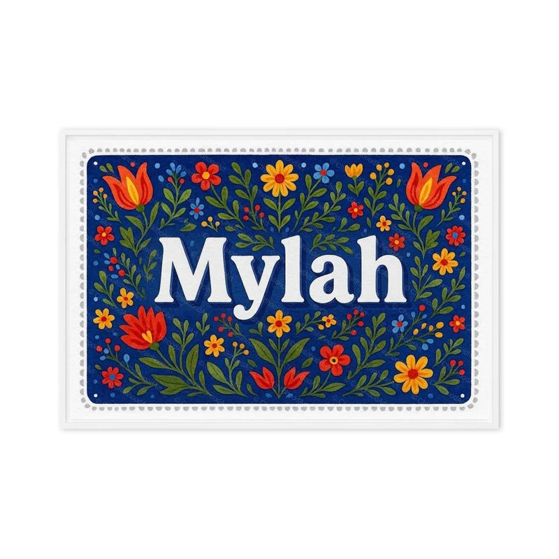 Mylah Name Art - Floral Farmhouse personalized wall print for kids