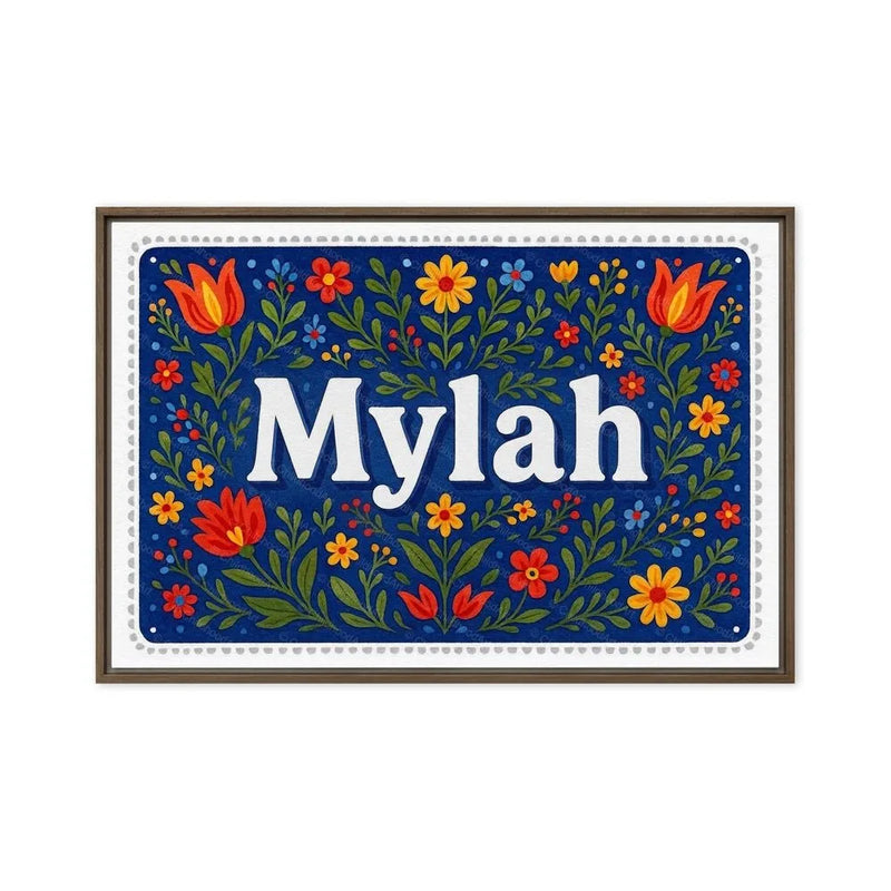 Mylah Name Art - Floral Farmhouse personalized wall print for kids