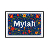 Mylah Name Art - Floral Farmhouse personalized wall print for kids