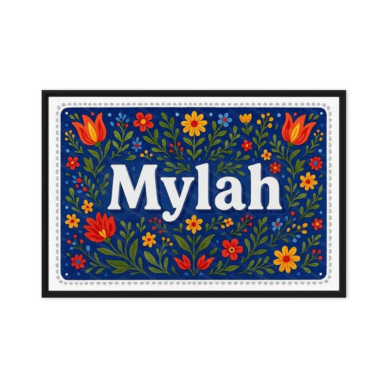 Mylah Name Art - Floral Farmhouse personalized wall print for kids