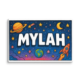 Mylah Name Art - Space Explorers personalized wall print for kids