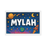 Mylah Name Art - Space Explorers personalized wall print for kids