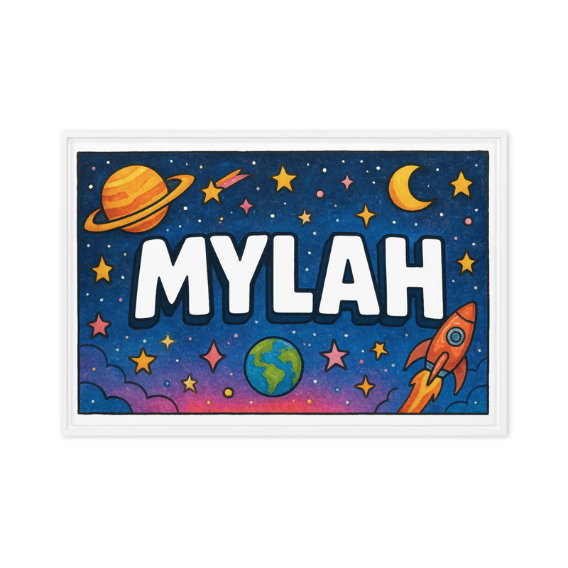 Mylah Name Art - Space Explorers personalized wall print for kids