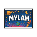 Mylah Name Art - Space Explorers personalized wall print for kids