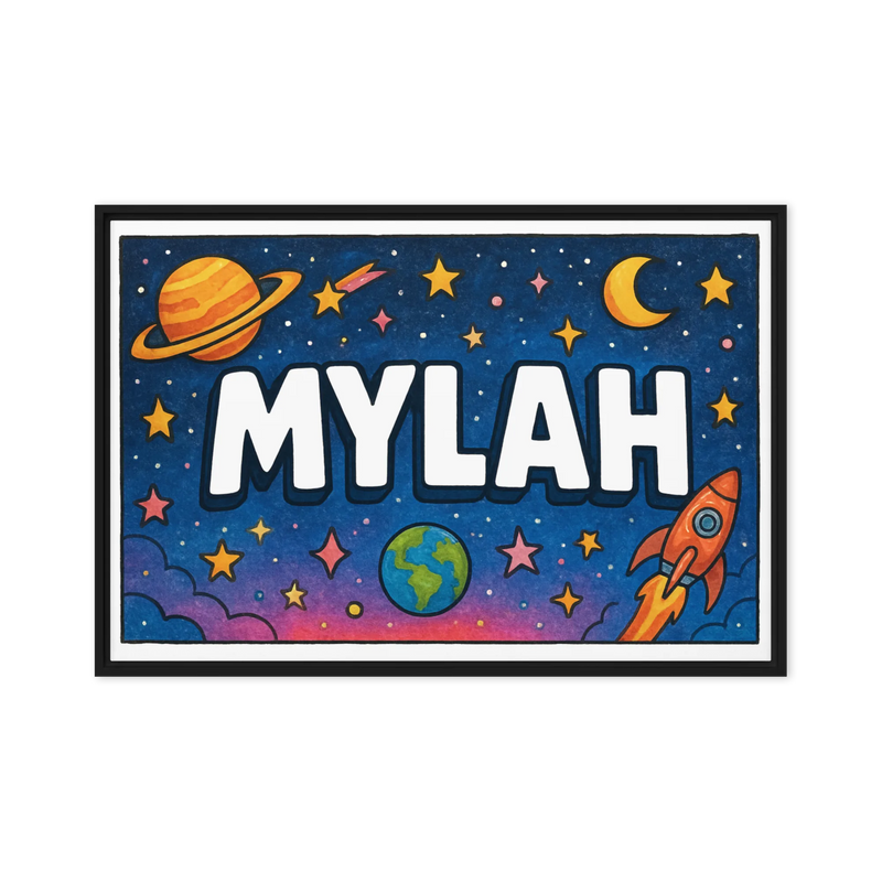 Mylah Name Art - Space Explorers personalized wall print for kids