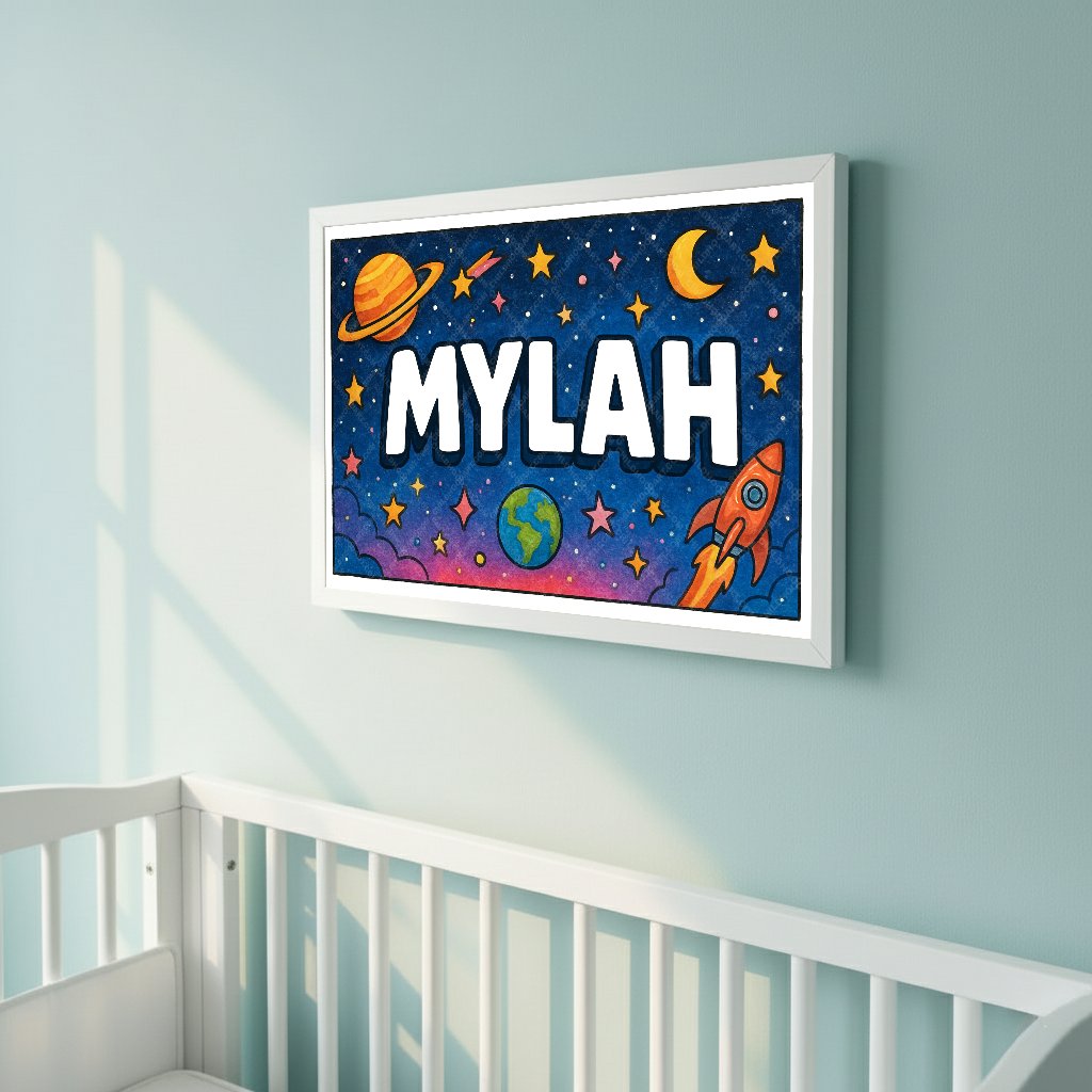 Personalized space name art for Mylah