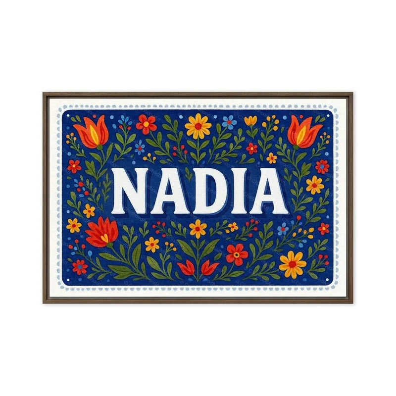 Nadia Name Art - Floral Farmhouse personalized wall print for kids