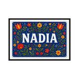 Nadia Name Art - Floral Farmhouse personalized wall print for kids