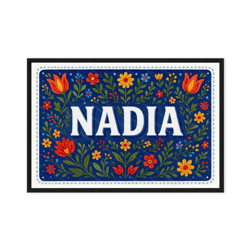 Nadia Name Art - Floral Farmhouse personalized wall print for kids