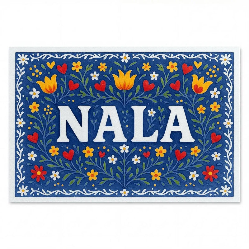 Nala Name Art - Floral Farmhouse personalized wall print for kids