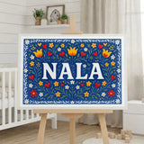 Nala Name Art - Floral Farmhouse personalized wall print for kids