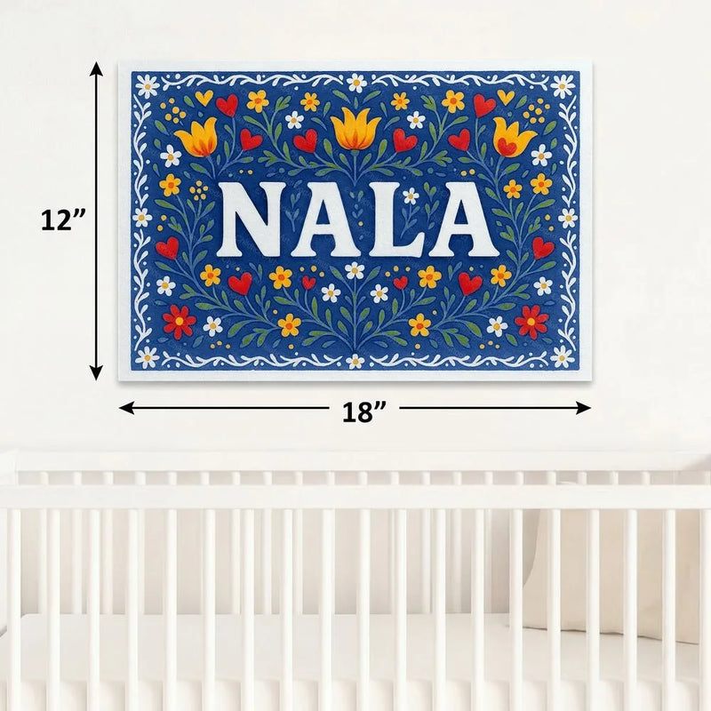 Nala Name Art - Floral Farmhouse personalized wall print for kids