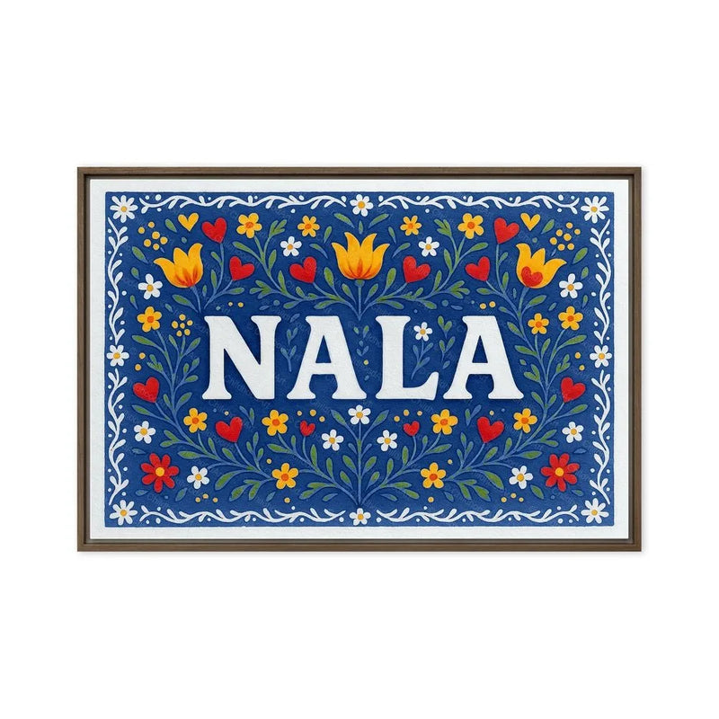 Nala Name Art - Floral Farmhouse personalized wall print for kids