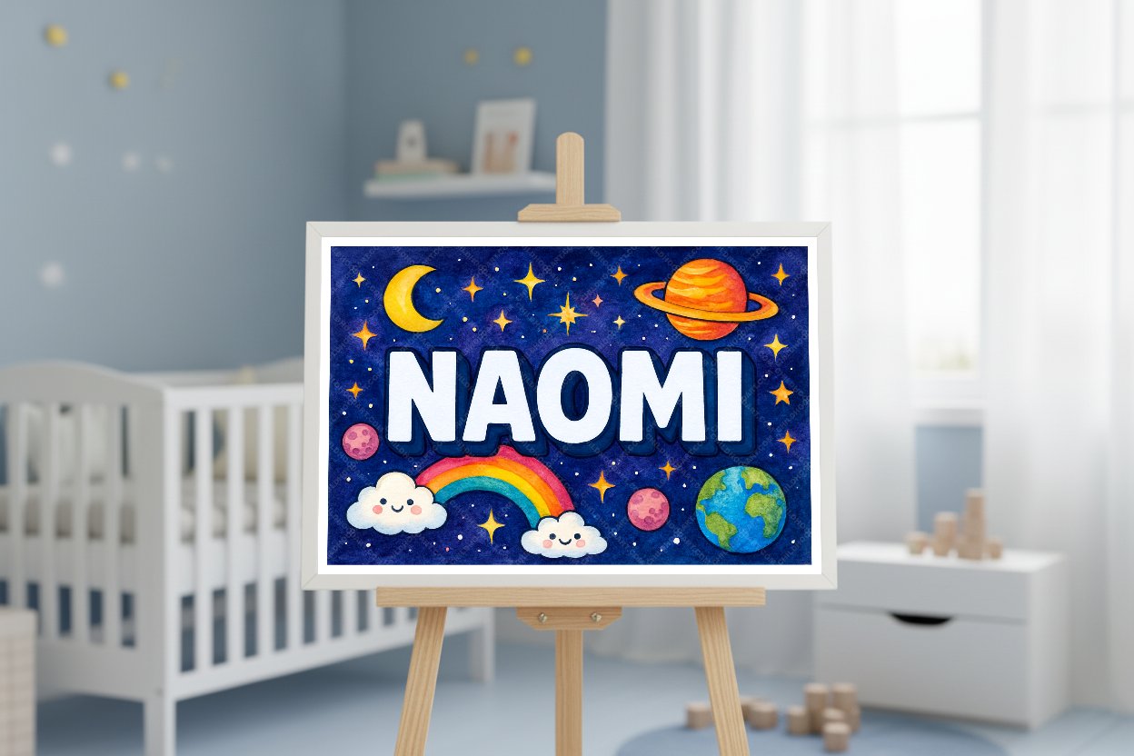 Personalized space name art for Naomi