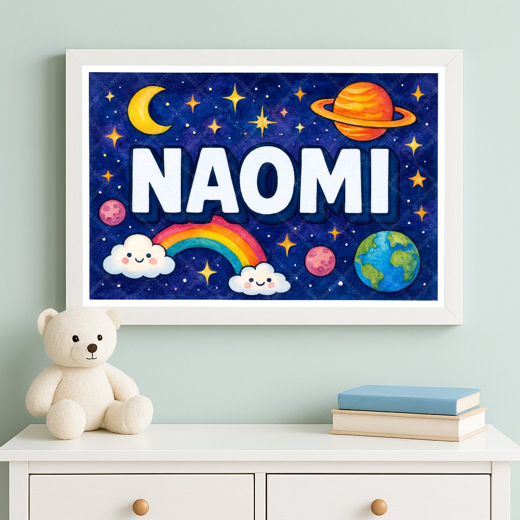 Personalized space name art for Naomi