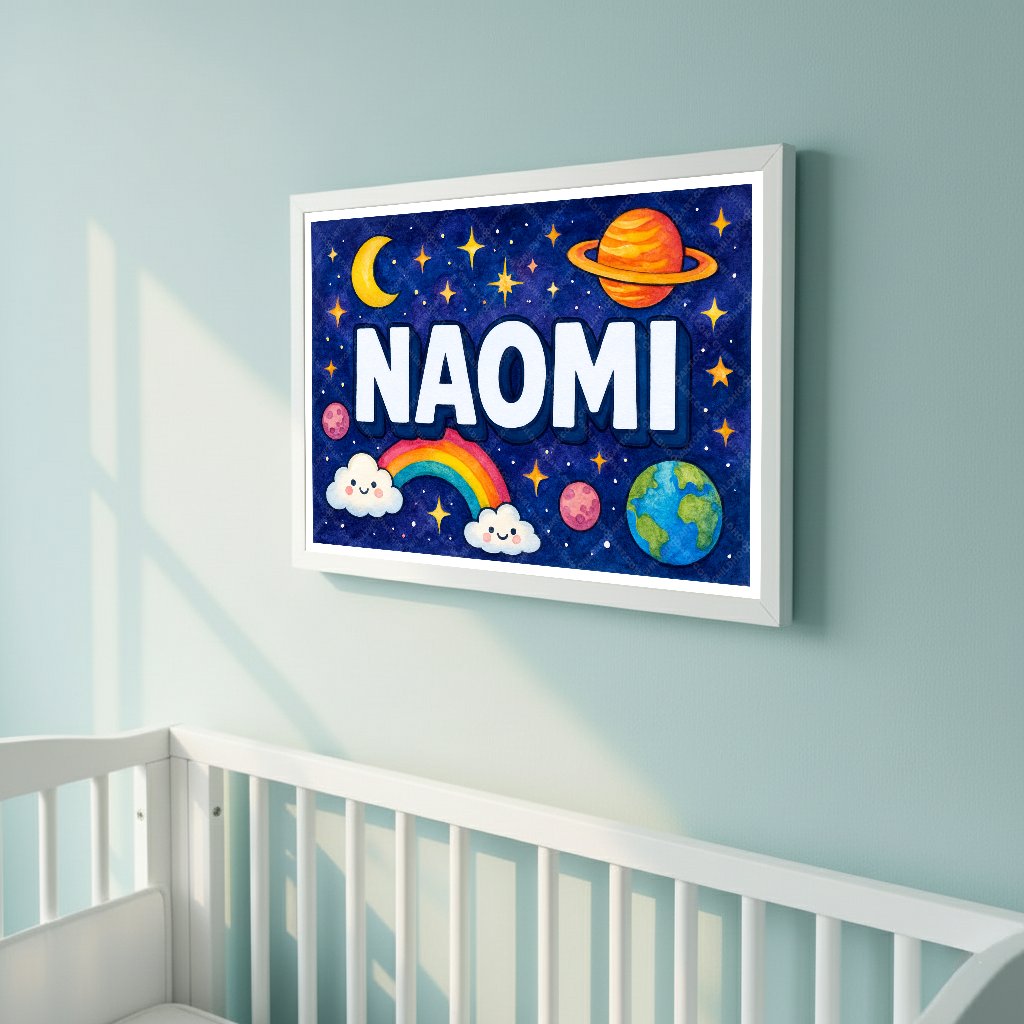 Personalized space name art for Naomi