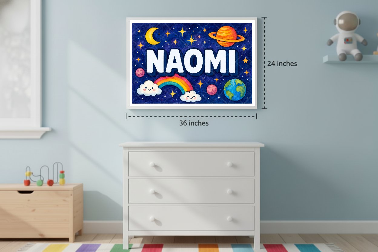 Personalized space name art for Naomi