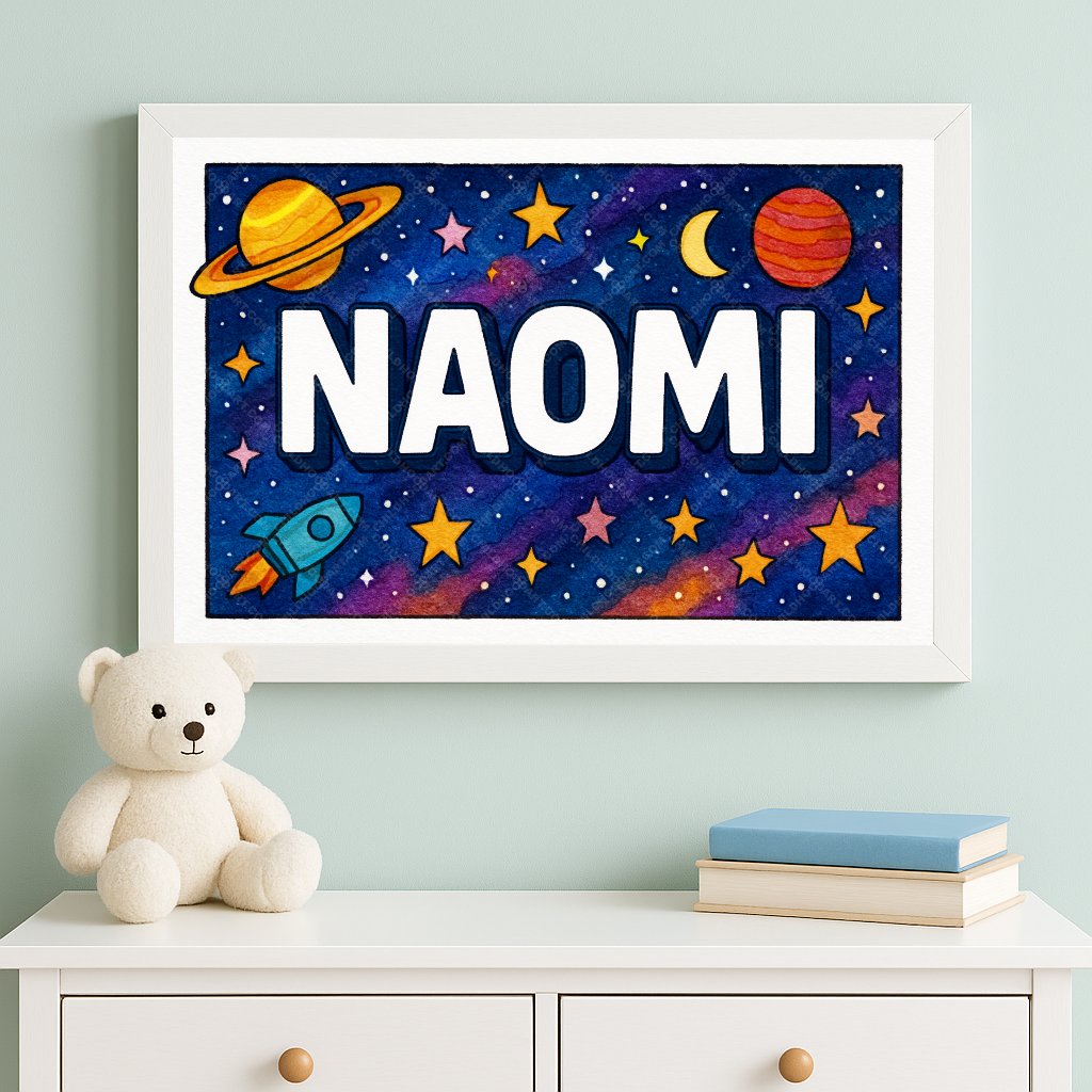 Personalized space name art for Naomi