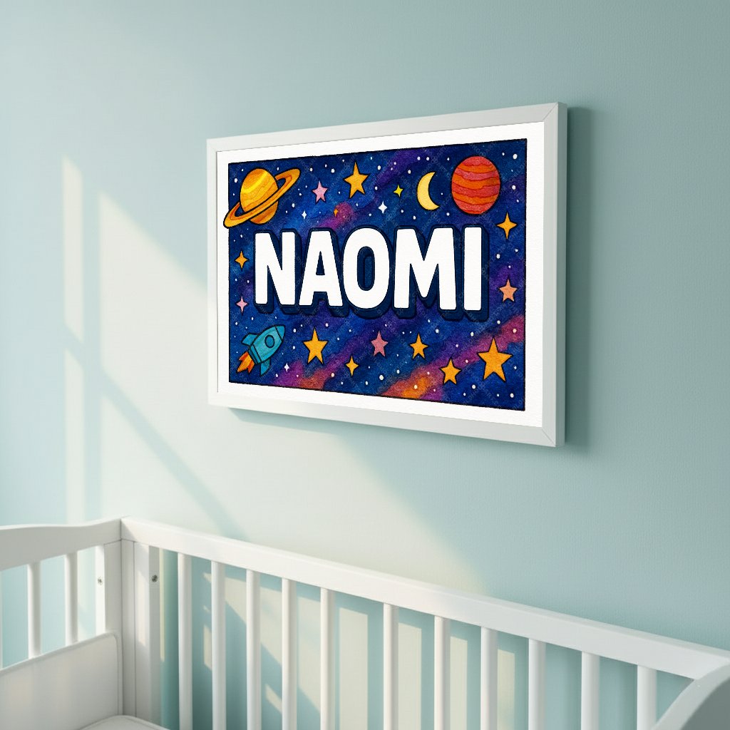 Personalized space name art for Naomi