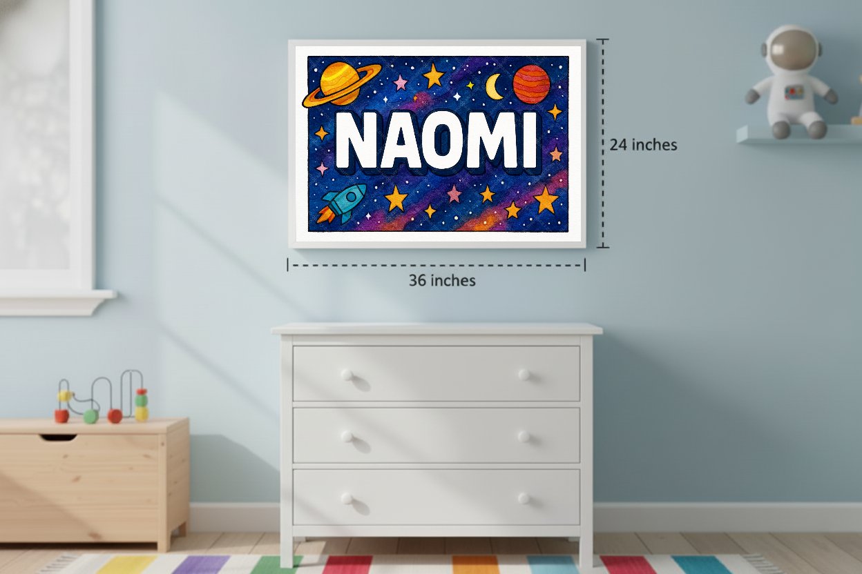 Personalized space name art for Naomi
