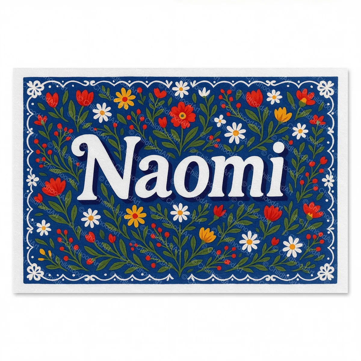Naomi Floral Farmhouse Name Art - Full size image
