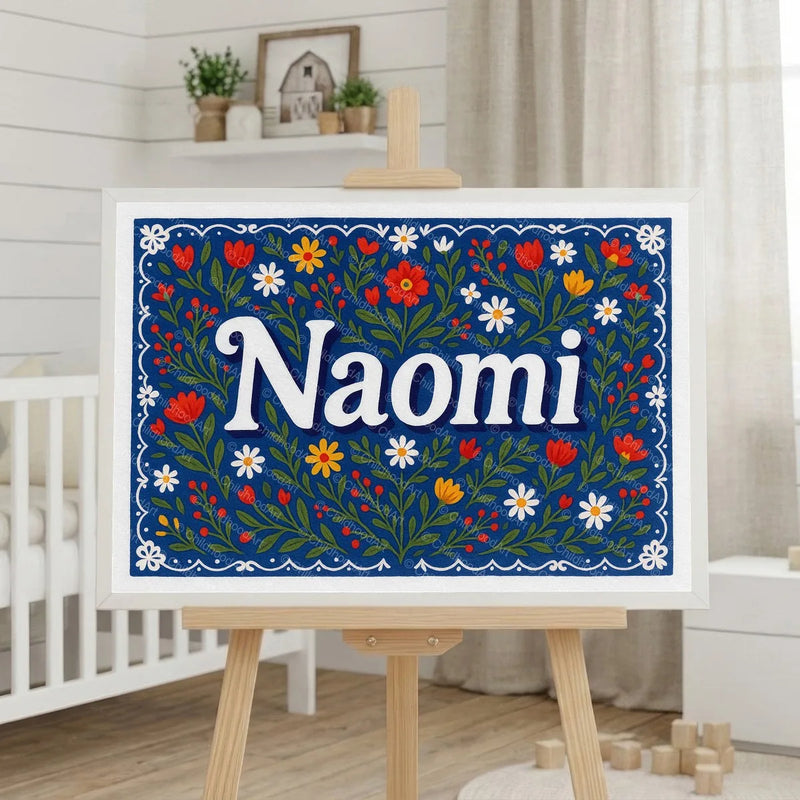 Calm personalized name art for Naomi