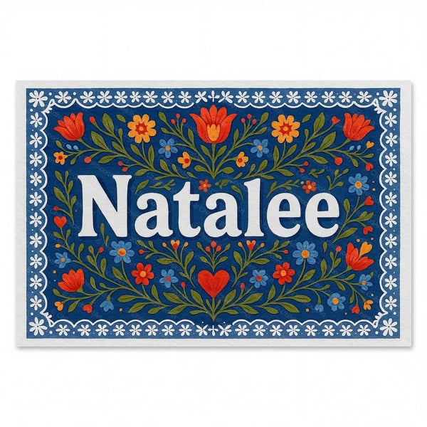 Personalized Natalee name art print in the Floral farmhouse style