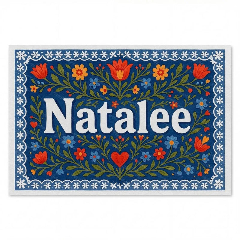 Natalee Name Art - Floral Farmhouse personalized wall print for kids