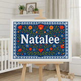 Natalee Name Art - Floral Farmhouse personalized wall print for kids