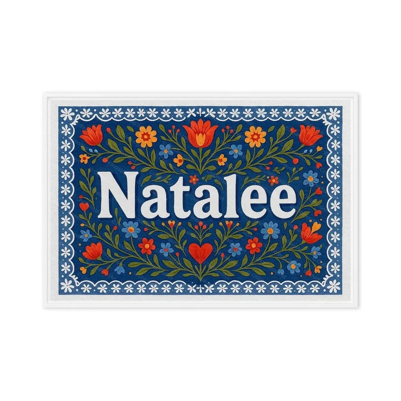 Natalee Name Art - Floral Farmhouse personalized wall print for kids