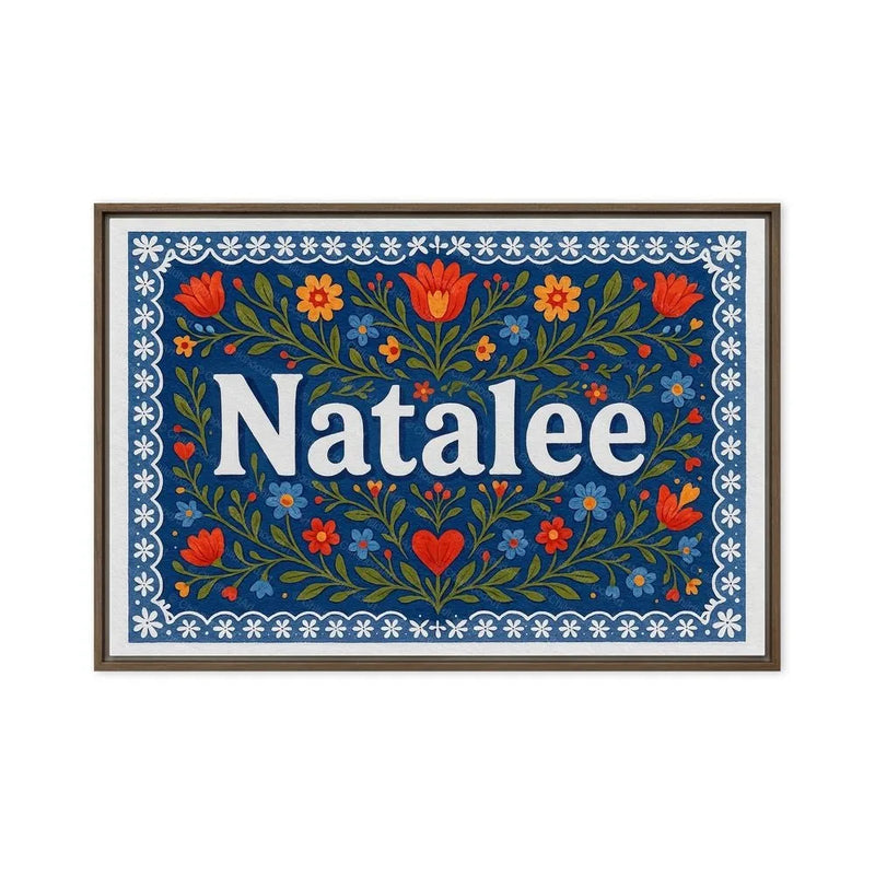 Natalee Name Art - Floral Farmhouse personalized wall print for kids