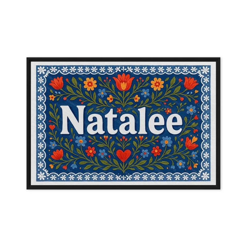 Natalee Name Art - Floral Farmhouse personalized wall print for kids
