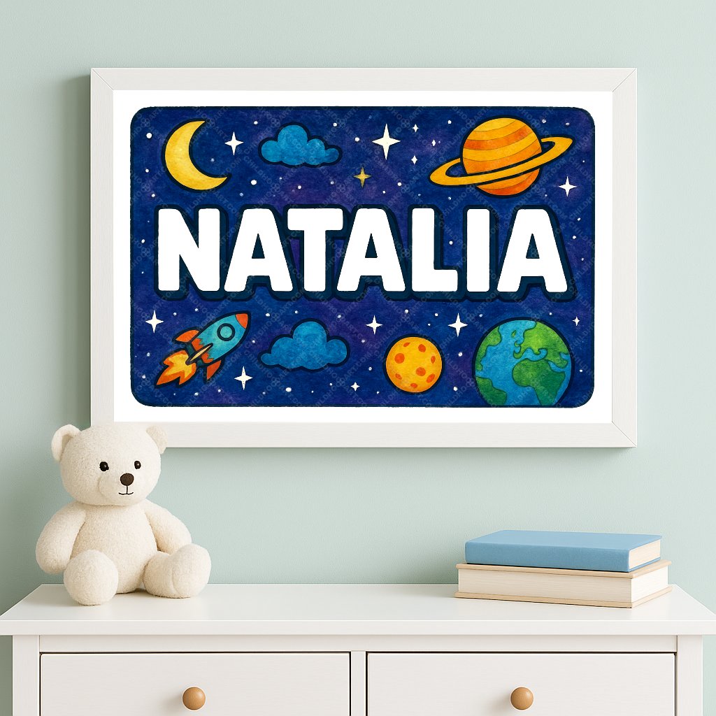 Personalized space name art for Natalia