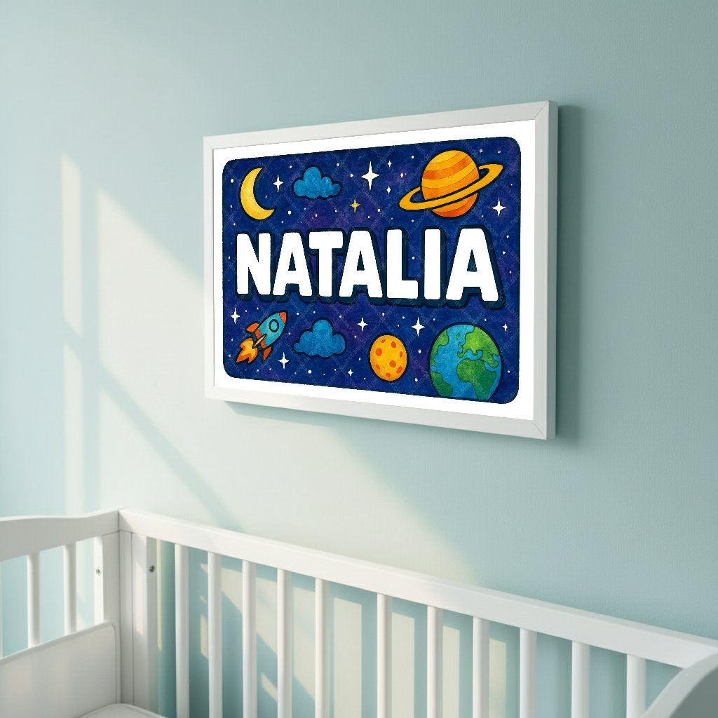 Personalized space name art for Natalia