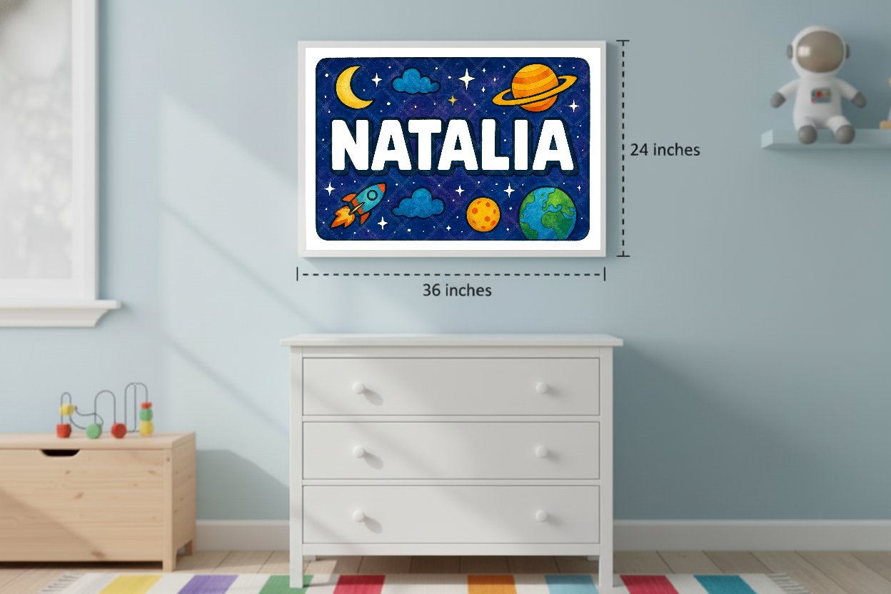 Personalized space name art for Natalia