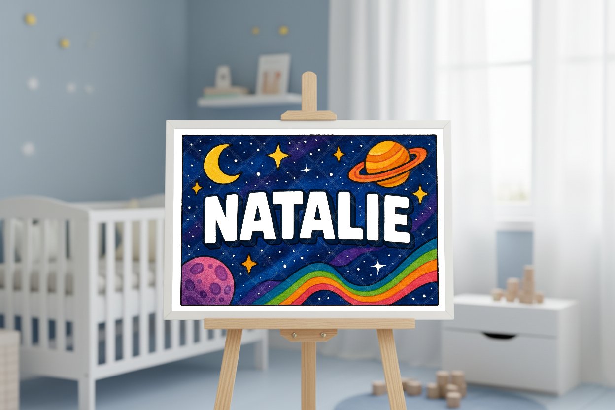 Personalized space name art for Natalie