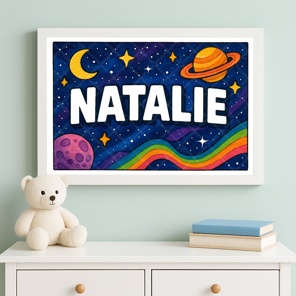 Personalized space name art for Natalie