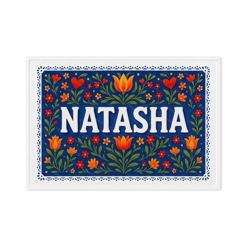 Natasha Name Art - Floral Farmhouse personalized wall print for kids