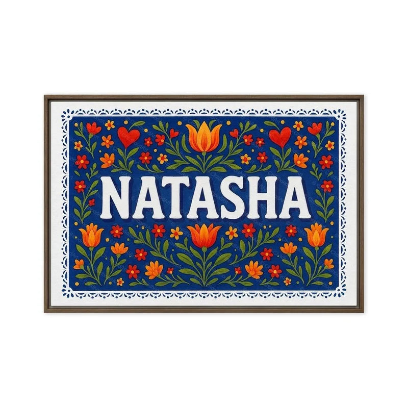Natasha Name Art - Floral Farmhouse personalized wall print for kids