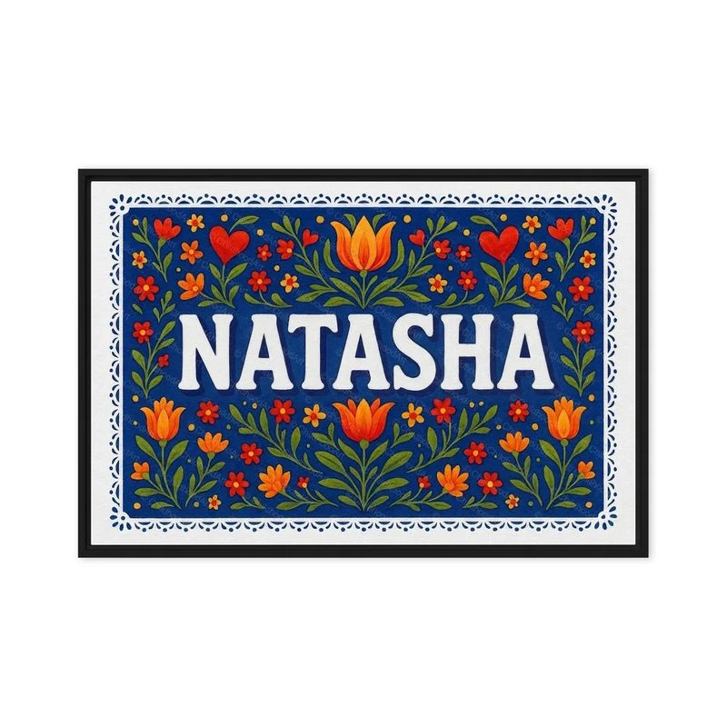 Natasha Name Art - Floral Farmhouse personalized wall print for kids