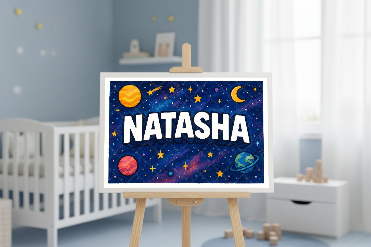 Personalized space name art for Natasha