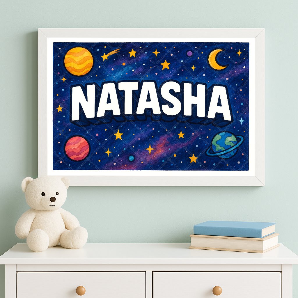 Personalized space name art for Natasha