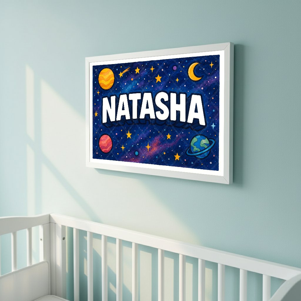 Personalized space name art for Natasha
