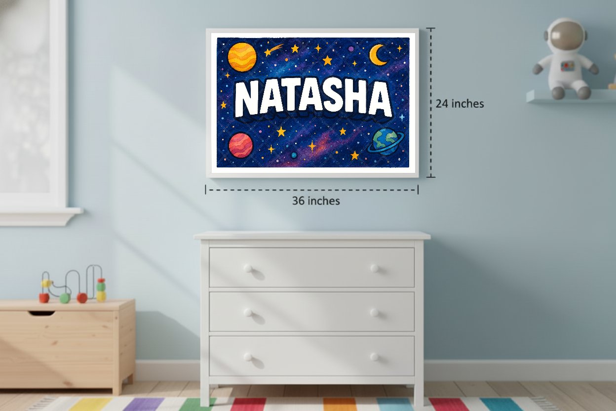 Personalized space name art for Natasha