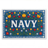 Navy Name Art - Floral Farmhouse personalized wall print for kids
