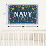 Navy Name Art - Floral Farmhouse personalized wall print for kids