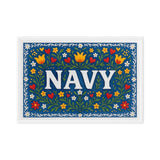 Navy Name Art - Floral Farmhouse personalized wall print for kids