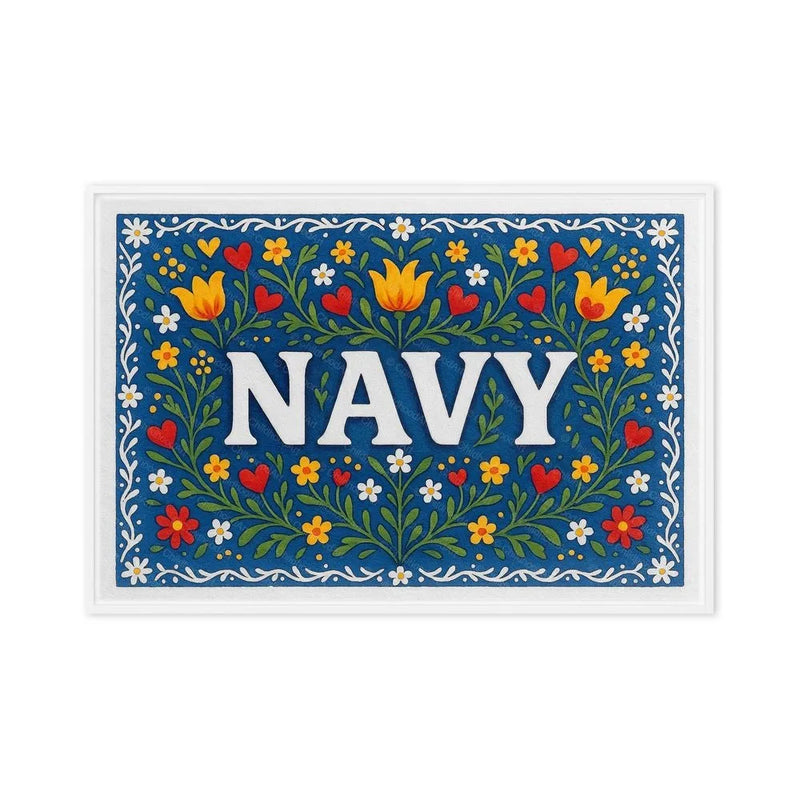 Navy Name Art - Floral Farmhouse personalized wall print for kids